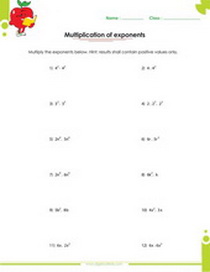 Multiplication of exponents, multiplying exponents worksheet, exponents multiplication rules
