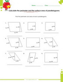 Calculating the perimeter of parallelograms worksheet