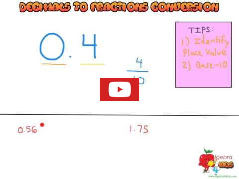 Learn how to convert decimals to fractions, converting decimals to fractions and fractions to decimals video tutorial